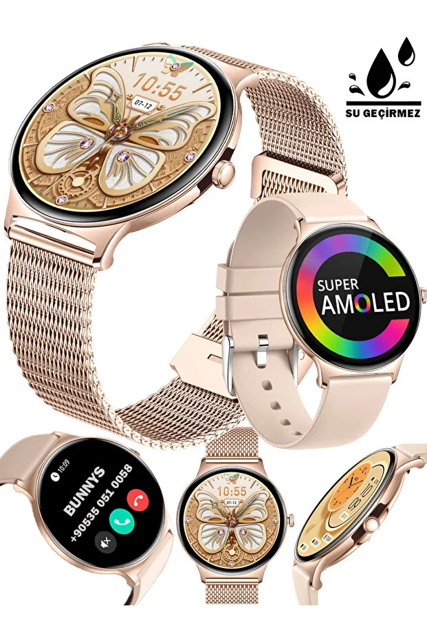 Huawei Pura 70 Pro Uyumlu Su Geçirmez Akıllı Saat Metal Kordon Amoled Ekran 1.43 inç